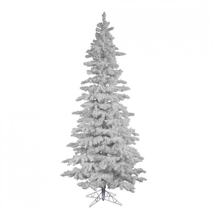 Flocked White Slim Artificial Christmas Tree By Vickerman Christmas Trees For Interior Design